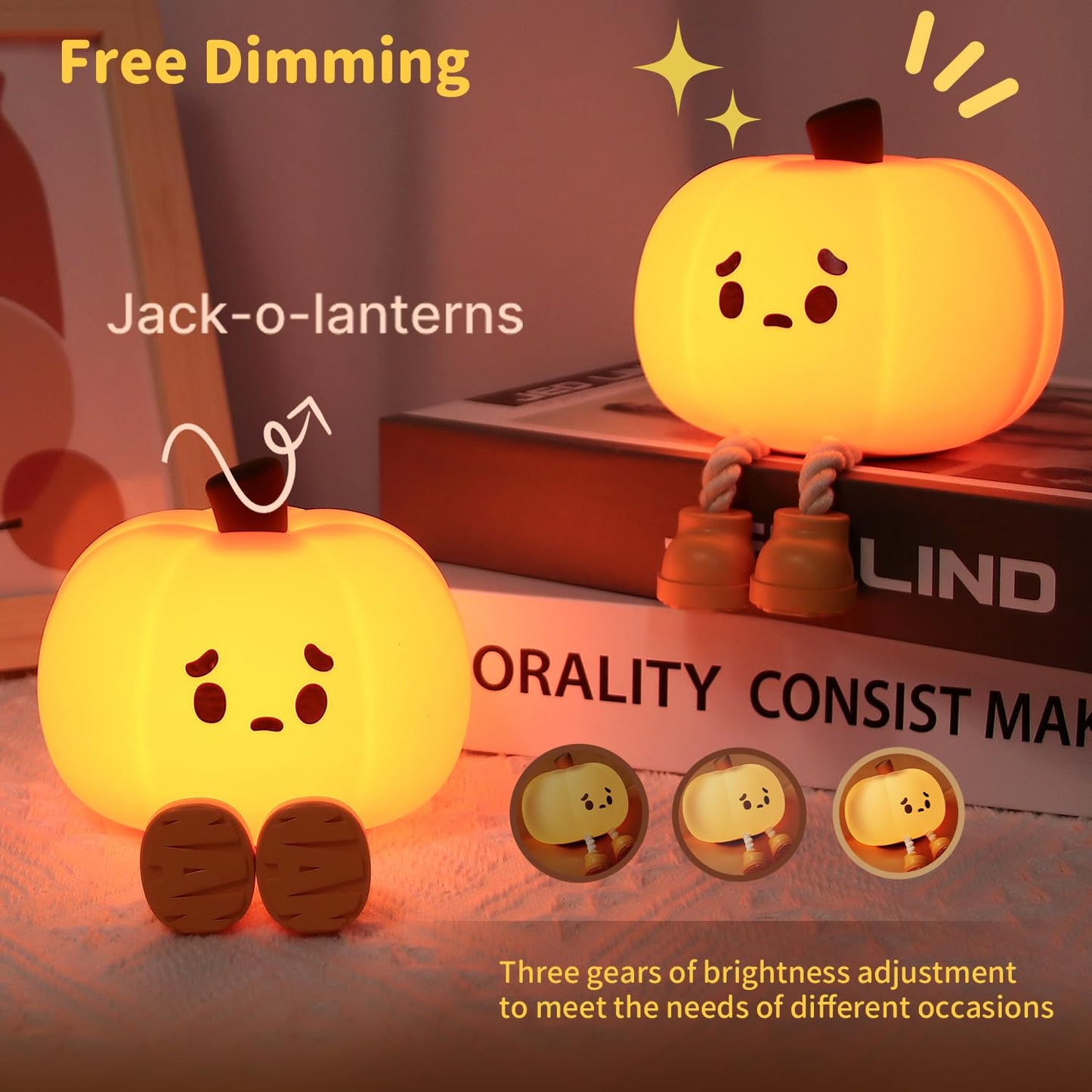 Led Cute Dog Night Light, Dimmable Nursery Puppy Kawaii Lamps, Super Squishy Silicone USB Rechargeable Touch Control Night Lamp for Kids Adults, Used for Camping Party Room Decor (Dog)