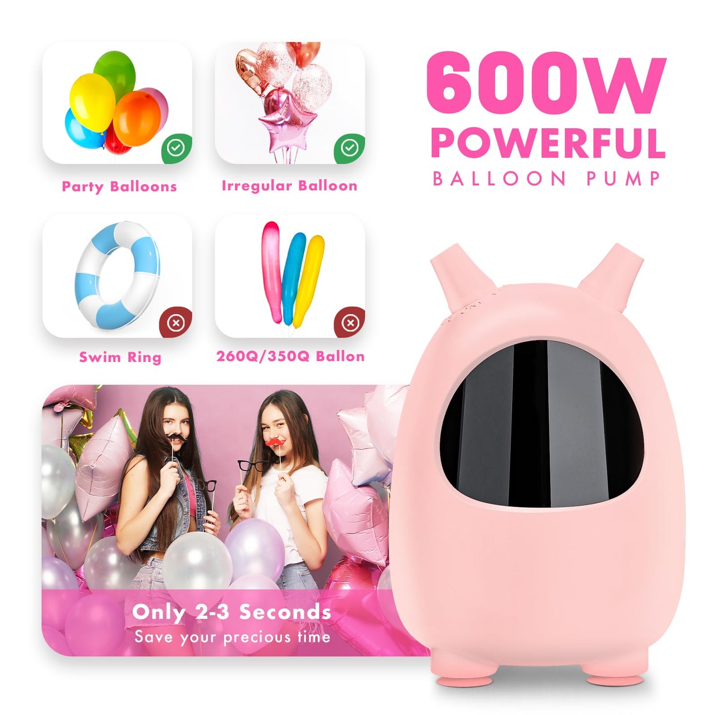 Balloon Pump Electric, SPLAKS Balloons Inflator Air Pump Portable Balloon Blower for Garland Arch, Party Decoration