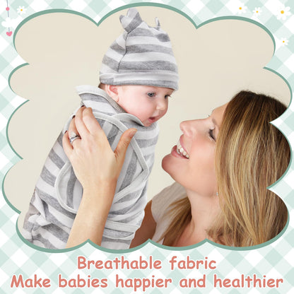 Ramede 6 Pack Baby Swaddle Blanket with Hats Sleep Swaddle for 0-3 Months Newborn Sacks Soft Cotton Wearable for Boy Girl