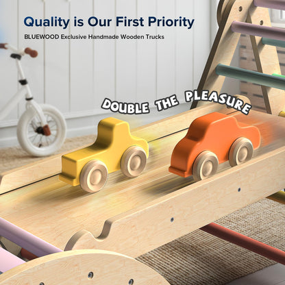 BlueWood Pikler Triangle Set 7-in-1 Foldable Baby Climbing Wooden Toys with Arch&Ramp&Ladder Climber Indoor Jungle Gyms for Toddlers - Rainbow