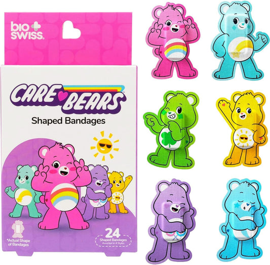 Care Bears Shaped Bandages Set for Kids - Bundle Includes 2 Boxes of 24 Count Colorful Adhesives and Stickers | Care Bears First Aid Kit Supplies for Girls, Boys