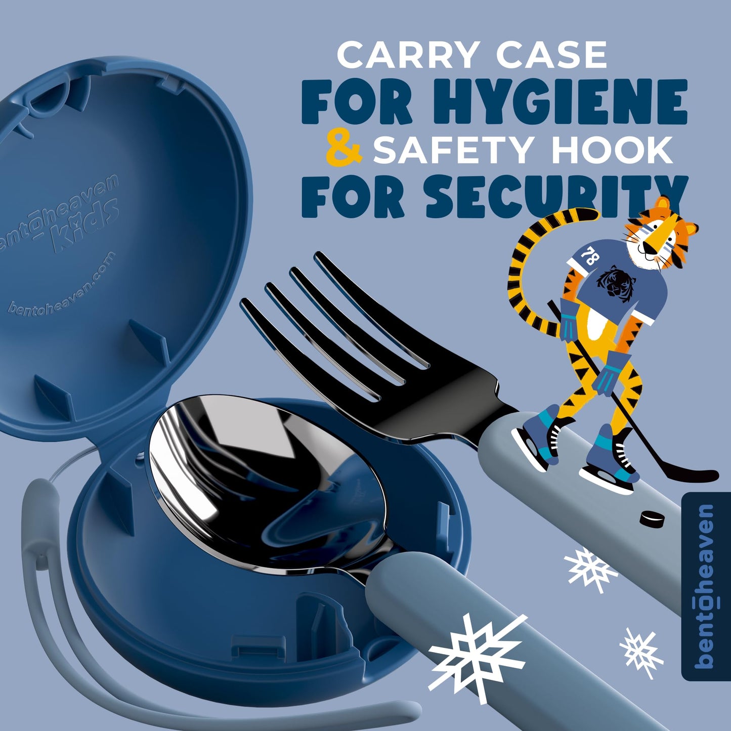 Bentoheaven Kids Travel Utensils with Case, Food-Grade Stainless Steel & BPA-Free Plastic, Travel Cutlery Set, Dishwasher Safe Fork, Spoon & Case, Reusable Flatware, Silverware for Kids (Horse)