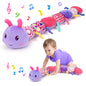 Baby Sensory Toy 0-6 Month Music Animal Stuffed Plush Caterpillar Toy for Infant 0-3-6 Month Tummy Time with Baby Mirror Crinkle Rattle for 6-12 Month Carseat Toy for Newborn Boys Girls Shower Gifts
