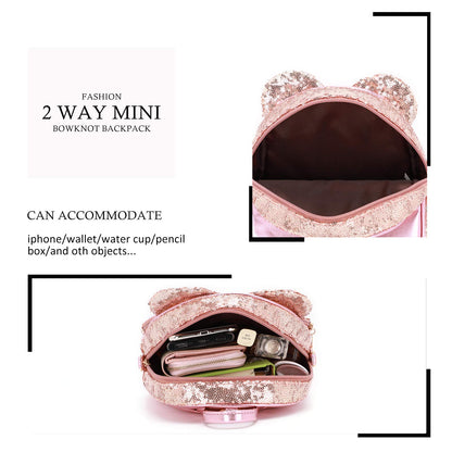 KL928 Girls Bowknot Polka Dot Cute Mini Backpack Small Daypacks Convertible Shoulder Bag Purse for Women
