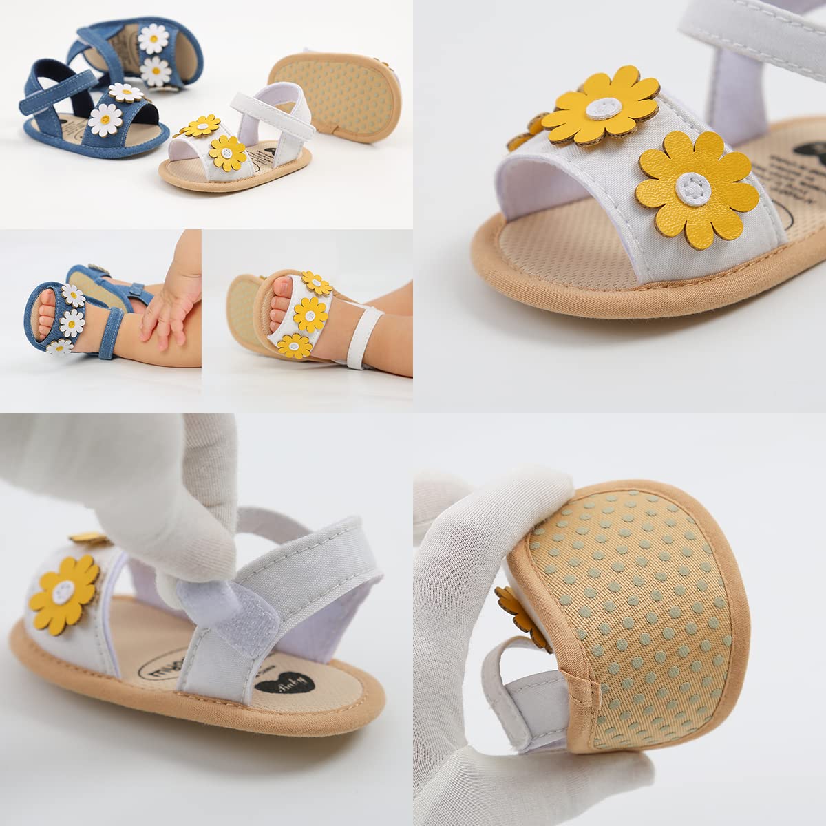 Ohwawadi Baby Boys Girls Sandals Soft Sole Summer Infant Wedding Dress Flat Shoes Beach Sandal Newborn Crib Shoes First Walkers