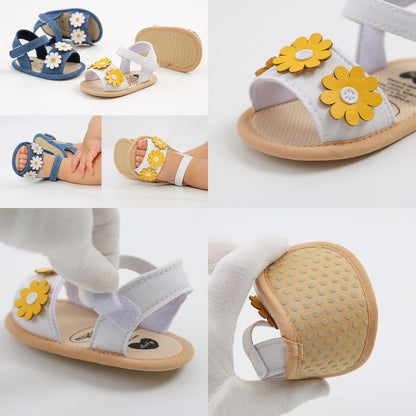 Ohwawadi Baby Boys Girls Sandals Soft Sole Summer Infant Wedding Dress Flat Shoes Beach Sandal Newborn Crib Shoes First Walkers