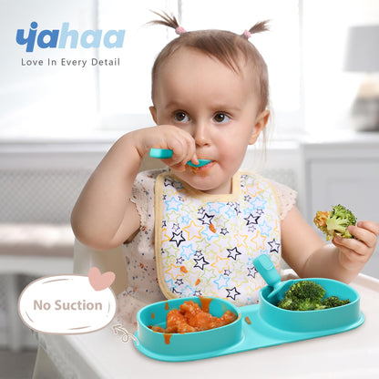 Silicone Foldable Novelty Dinner Plates,Baby Plates Travel Essential with Forks and Spoons,Microwave & Dishwasher SafeWatermelon