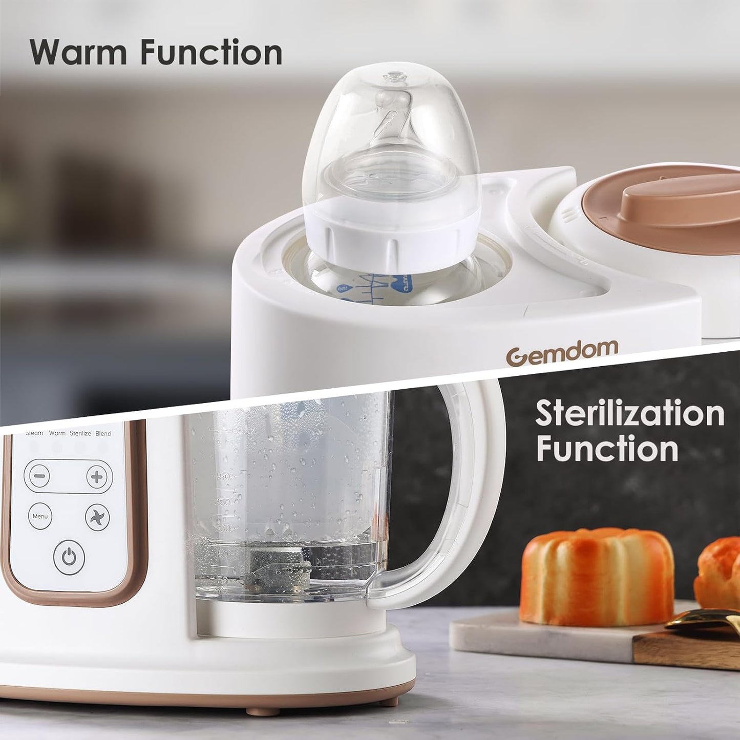 Large 4.5 Cup Baby Food Maker, 4-1 Steamer and Blender Food Processor for Homemade Organic Puree Smoothie Mash, Sterilize and Warm Function, 6 Pack Reusable Food Pouches, Baby Essentials