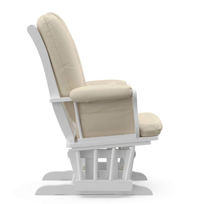 Storkcraft Tuscany Custom Glider and Ottoman with Free Lumbar Pillow (White/Slate Gray Swirl) - Cleanable Upholstered Comfort Rocking Nursery Chair with Ottoman