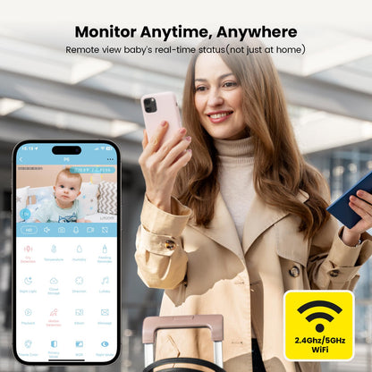 litokam 4MP Baby Monitor with 2 Cameras and Audio, 5-inch 1080P Split-Screen, No WiFi & 5G/2.4G WiFi, Remote Pan-Tilt-Zoom, Night Vision, VOX, Temperature Sensor, 2-Way Talk, 7 Lullabies, 1000ft Range