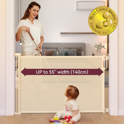 Momcozy Retractable Baby Gate, 33" Tall, Extends up to 55" Wide, Child Safety Baby Gates for Stairs, Doorways, Hallways, Indoor, Outdoor