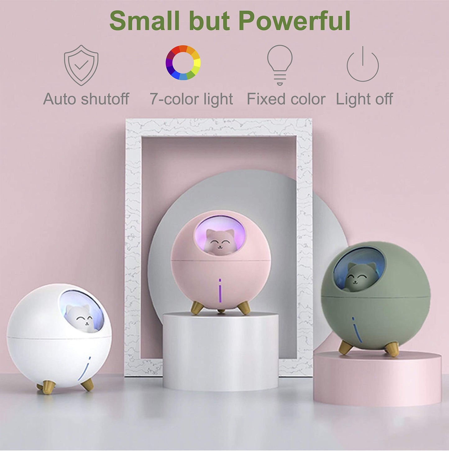 Upgraded Ultrasonic Ultra-Quiet 220ml USB Cute Cool Mist Mini Humidifier, for Kids Baby Nursery Bedroom, 7-Color Lights 2 Mist Mode Auto Shutoff Whisper Silent Small Humidifier (Small, Pink)
