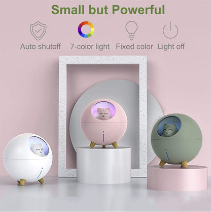 Upgraded Ultrasonic Ultra-Quiet 220ml USB Cute Cool Mist Mini Humidifier, for Kids Baby Nursery Bedroom, 7-Color Lights 2 Mist Mode Auto Shutoff Whisper Silent Small Humidifier (Small, Pink)