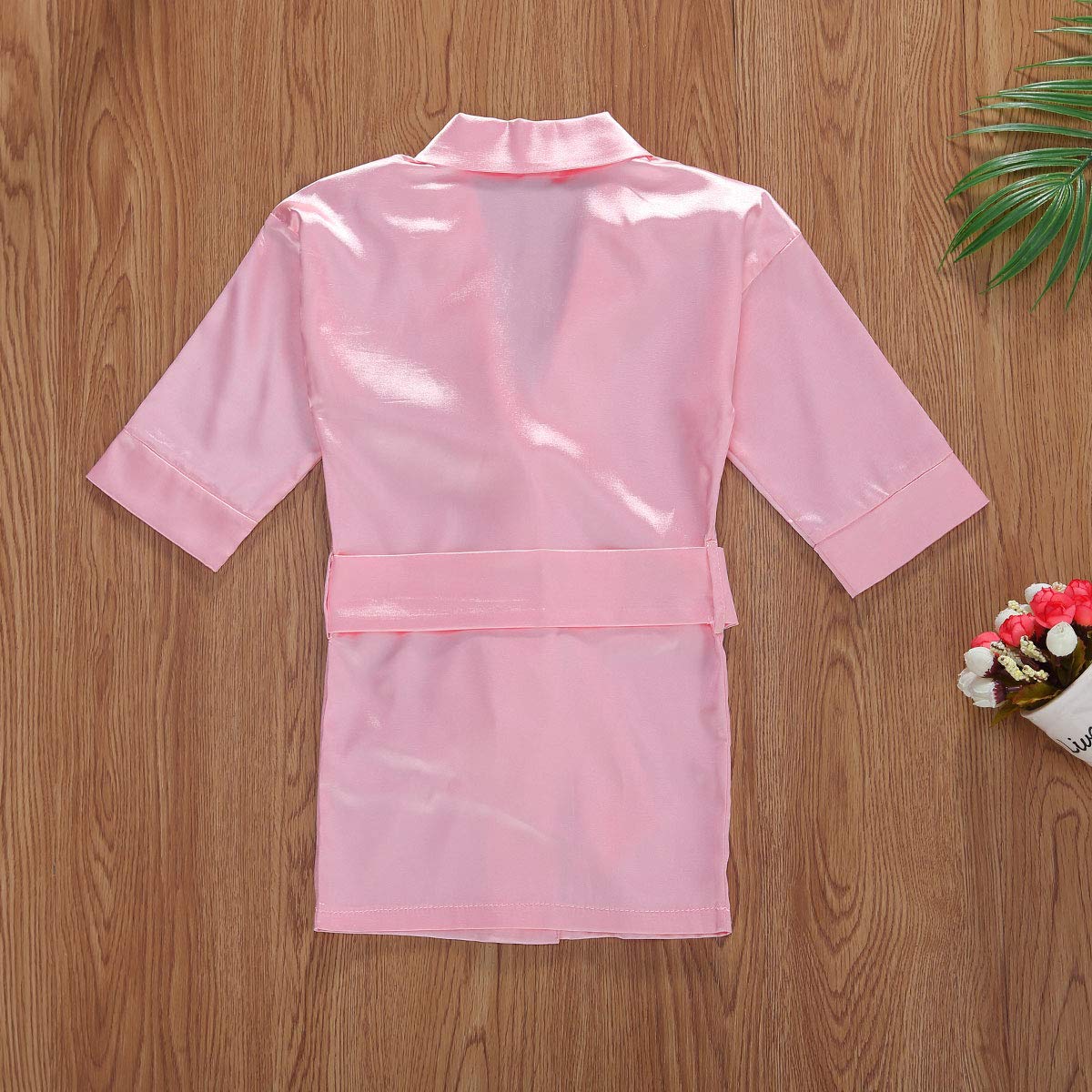 FIOMVA Toddler Kids Baby Boys Girls Silk Satin Bathrobe Long Sleeve Kimono Robes Infant Nightgown Sleepwear Clothes