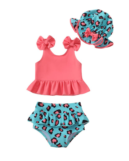 Mioglrie Baby Infant Swimsuit Girl Toddler Bathing Suit Girl Summer Beach Bikini Tankini Swimwear Hat 3-24 Months 2t-5t