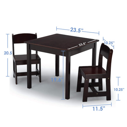 Delta Children MySize Kids Wood Table and Chair Set (2 Chairs Included) - Ideal for Arts & Crafts, Snack Time, & More - Greenguard Gold Certified, Bianca White, 3 Piece Set