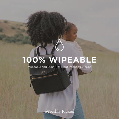Freshly Picked Mini Classic Diaper Bag Backpack, Vegan Leather Baby Diaper Bag, Backpack Diaper Bag for Women (Aspen)