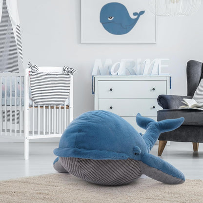MaoGoLan Giant Whale Stuffed Animal 4 feet Big Stuffed Humpback Plush 43.3 inch Blue Whale Toy for Kids Girls Sealife Ocean Animals Gifts for Women Adults Valentine's Day Christmas Birthday