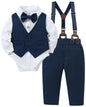 YUEMION Baby Boy Clothes Wedding Outfit Suits, 0-18 Months Infant Boy Gentleman Set, Dress Shirt+Vest+Suspender Pants+Bowtie