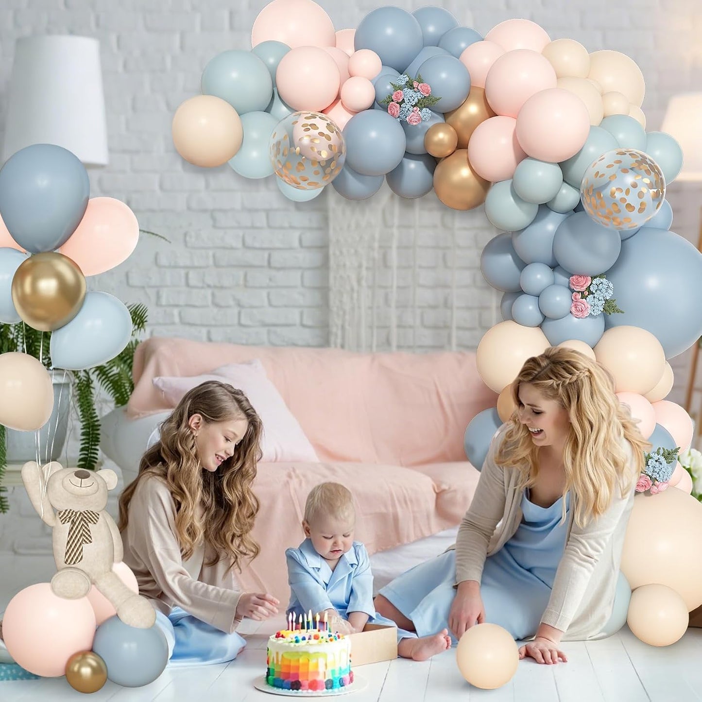 Ouddy Life 157 Pcs Boho Dusty Pink Balloons Arch Garland Kit, Blush Neutral Pink Sand White Metallic Gold Different Size Balloon for Girls Baby Shower Birthday Wedding Gender Reveal Party Decorations