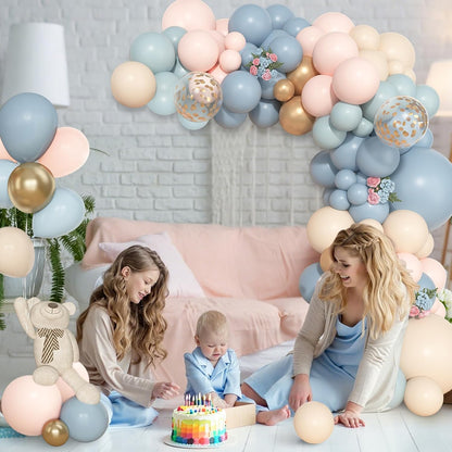 Ouddy Life 157 Pcs Boho Dusty Pink Balloons Arch Garland Kit, Blush Neutral Pink Sand White Metallic Gold Different Size Balloon for Girls Baby Shower Birthday Wedding Gender Reveal Party Decorations
