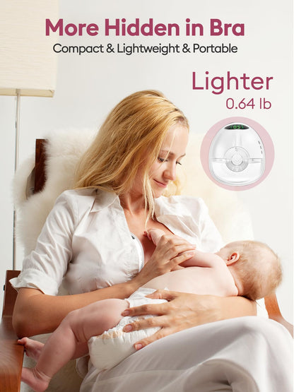 Double Electric Breast Pump Strong Suction, Portable Breast Pump Electric Breastfeeding Pump, Rechargeable Milk Pump with 4 Modes & 9 Levels, Low Noise, Anti-Backflow & LED Display, 24mm Flange, Pink