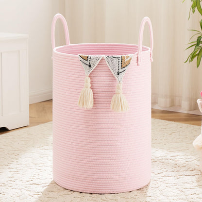 Laundry Basket,Woven Cotton Rope Laundry Hamper,60L for Decor Storage of Dirty Clothes,Toys and Blankets in Bathroom,Baby Room and Living Room