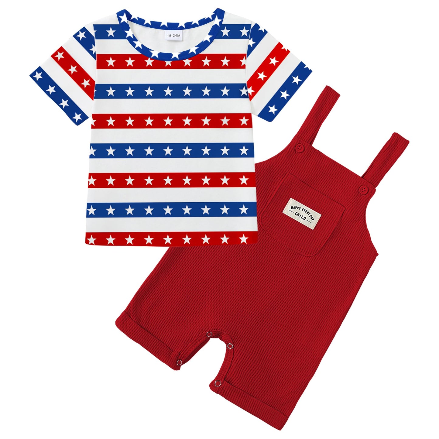 ZOEREA Toddler Baby Boys Clothes Summer Outfit Stripe T-Shirt and Shortall Romper Set Cute Jumpsuit Solid Color 6M-4T