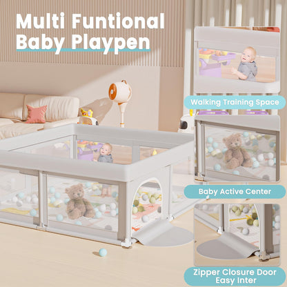 Baby Playpen 50x50 Inch, Play Pens for Babies and Toddlers Baby Fence Baby Play Yards for Indoor & Outdoor with Breathable Mesh Anti-Fall Playpen