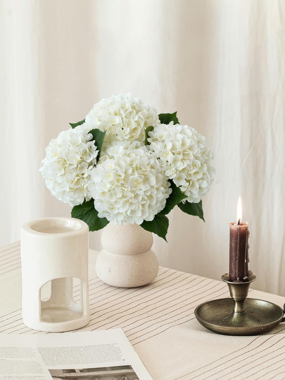 4 Pcs Pink Hydrangeas Artificial Flowers, 20 inches Large Lifelike Fake Silk Flowers, Faux Hydrangeas Flowers for Wedding Home Party Decor Baby Shower Table Centerpiece