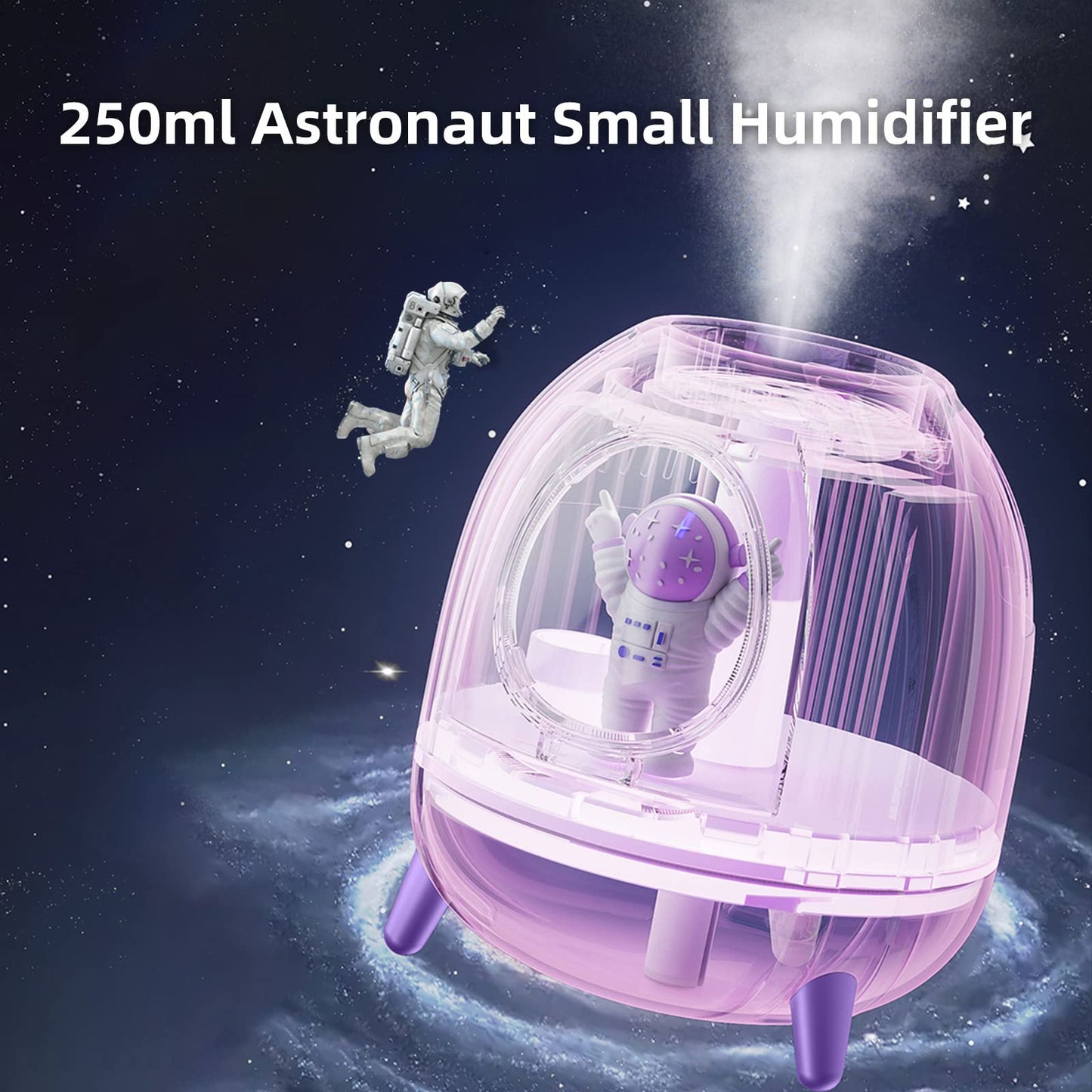 Mini USB Humidifier 220ml with LED Night Light, Small Cute Humidifier Bulit in Adorable Doll for Kids, Plant, Bedroom, Office, Desk, Babies Room, No Battery(Green-Huhu)
