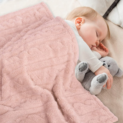 HOMRITAR Baby Blanket for Girls Toddlers 3D Fleece Fluffy Fuzzy Blanket for Baby, Soft Warm Cozy Fleece Blanket, Infant or Newborn Receiving Blanket 330GSM (30 x 40 Inch, Pink)
