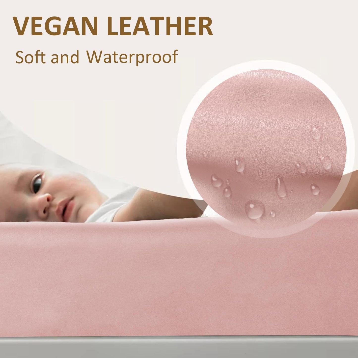 Owlowla Changing Pad Cover,Waterproof Changing Pad Covers-Soft Leather Diaper Changing Table Cover,Fits Standard Changing Pads for Baby Boy Girl（Brown）