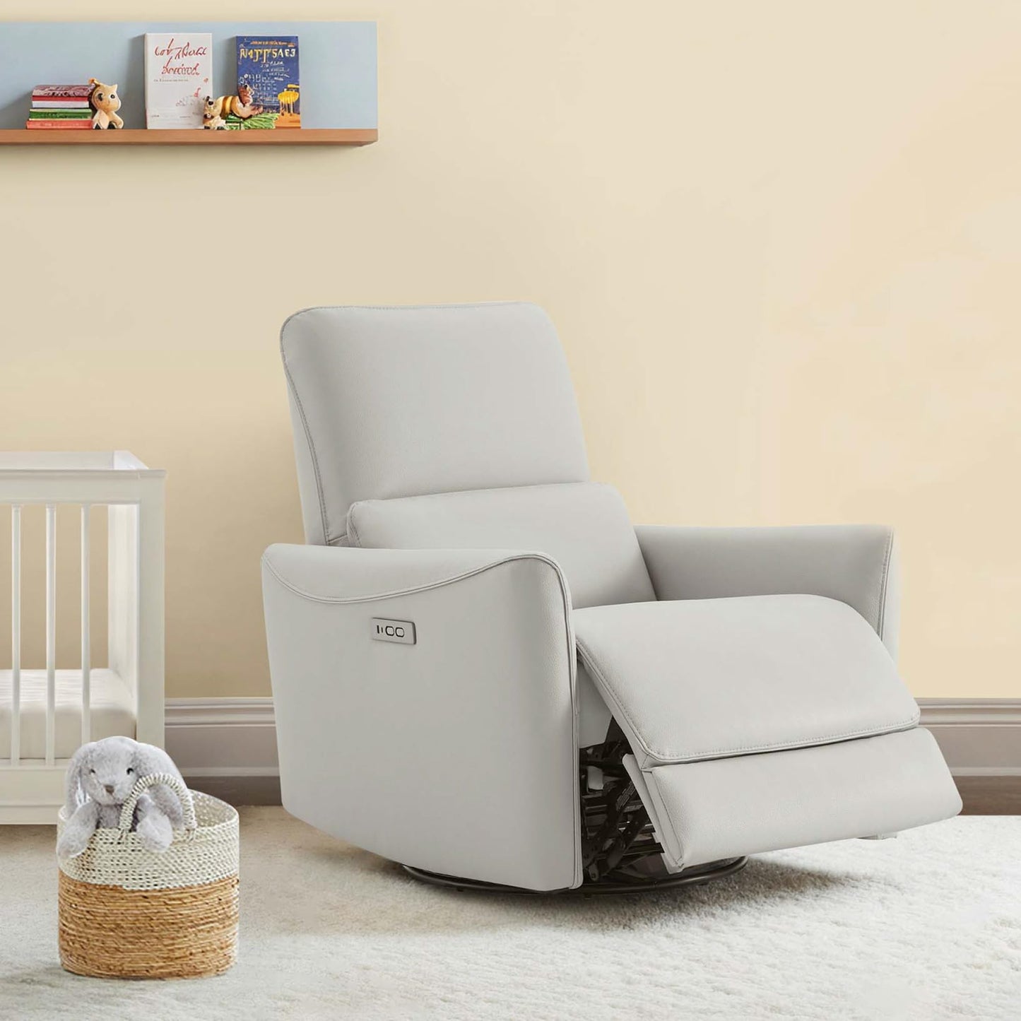 CHITA Power Recliner Chair Swivel Glider, FSC Certified Upholstered Living Room Nursery Reclining Sofa Chair with Lumbar Support, Linen