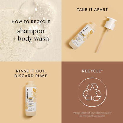 The Honest Company 2-in-1 Cleansing Shampoo + Body Wash for Sensitive Skin | Gentle for Baby | Naturally Derived, Tear-free, Hypoallergenic | Fragrance Free, 10 fl oz
