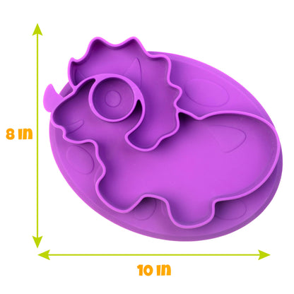Animal Silicone Compartment Plates- 3 PK Lion, Monkey, Elephant- Large Divided Sections for Easy Grabbing Baby Food Training, Non-Slip Unbreakable Material, Flexible Shapes for Toddlers, Kids-BPA Free
