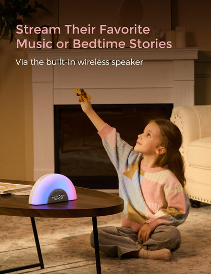Momcozy DreamSync Tech™ Baby Sound Machine, Night Light, APP Control, Routine Builder, White Noise Machine with 34 Soothing Sounds, Wake Up Light Sunrise Alarm Clock, Wireless Speaker