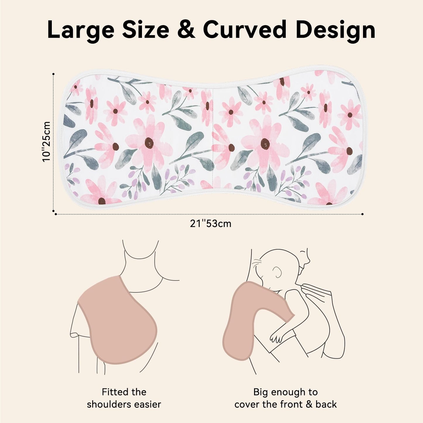 Yoofoss Baby Burp Cloths 5 Pack Burping Cloths for Babies Boys Girls Large 21''X10'' Extra Soft and Absorbent Flowers