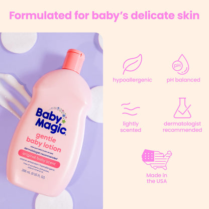Baby Magic Gentle Baby Lotion 9oz Vitamins & Aloe Free of Parabens, Phthalates, Sulfates and Dyes, Camellia Oil & Marshmallow Root, 9oz (Pack of 1)