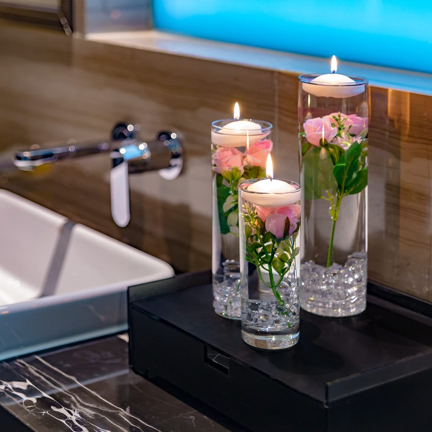 Artificial Phalaenopsis with Candles Diamond Lace Nearly Natural Orchid for Table Centerpiece Wedding Party Home Bar Restaurant Festival Decoration Pink Suit