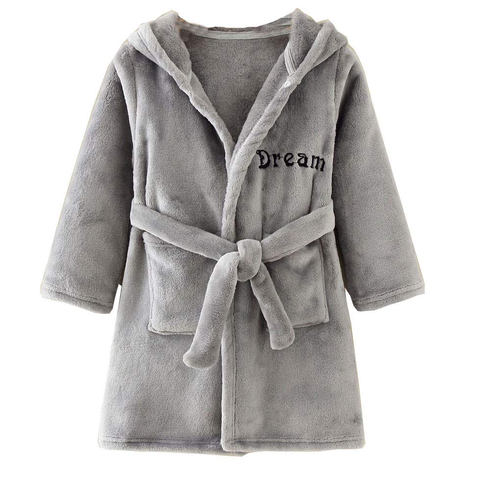 Unisex Baby Hooded Bathrobe Kids Flannel Pajamas Dressing Gown for Boys Girls