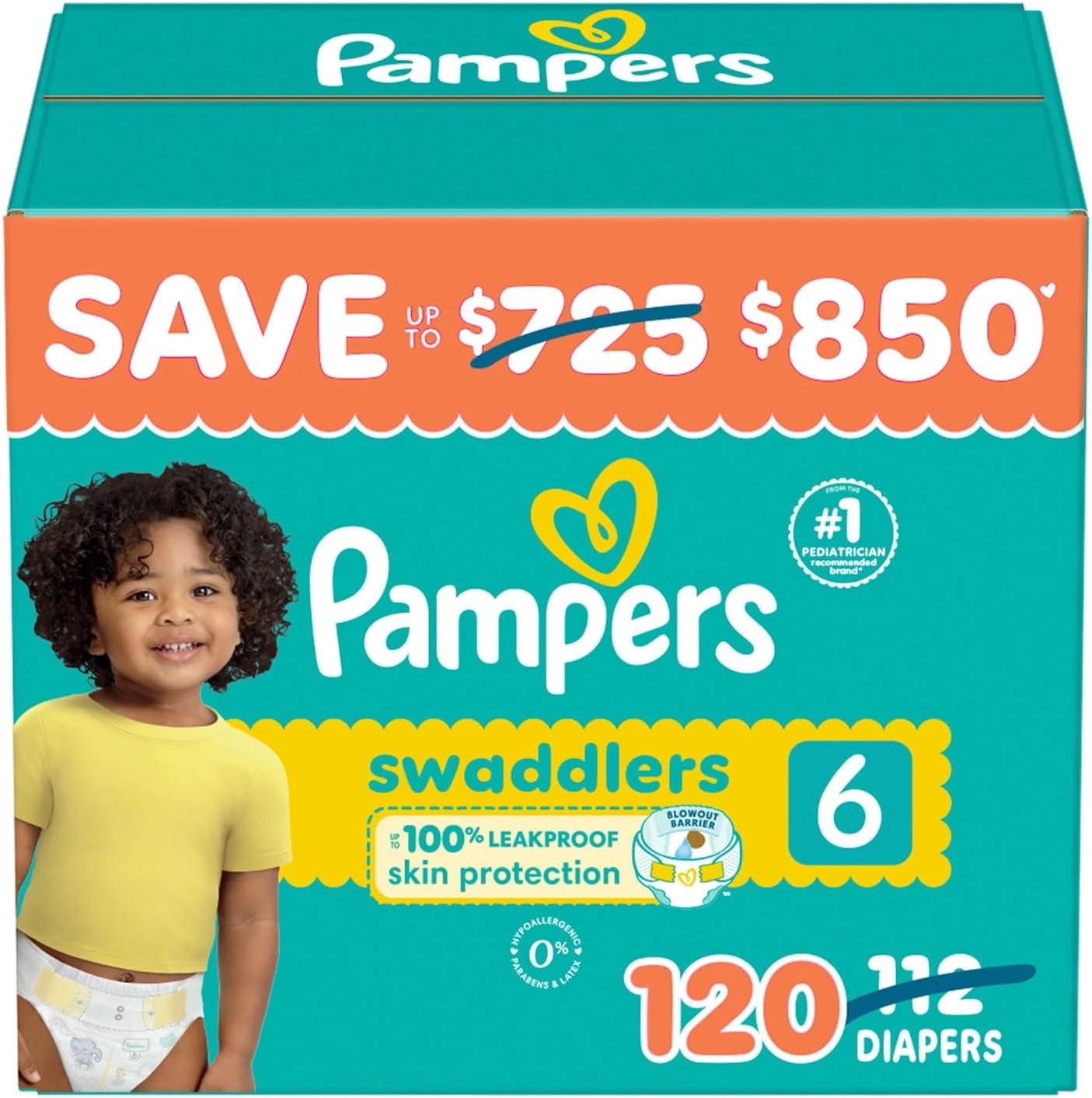 Pampers Baby Diapers - Swaddlers - Size 1, 198 Count, Ultra Absorbent Disposable Infant Diaper