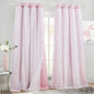 NICETOWN Nursery Curtains for Kids, Farmhouse Blackout Curtain Panels for Bedroom, Double Layer Star Hollow-Out Grommet Aesthetic Living Room Toddler Window Curtains, 2 Pcs, W52 x L84, Biscotti Beige