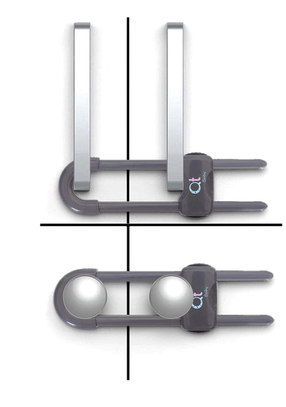 Baby Proofing Cabinet Locks | Adjustable U Shaped Baby Safety Latches for Drawers, Fridge, Closet |Modern Baby Proofing Cabinet Lock with Extra Secure Lock Buttons (Pack of 2, White)