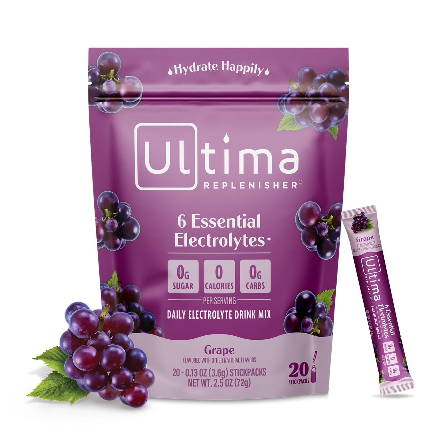 Ultima Replenisher Daily Electrolyte Powder Drink Mix – Tropical Variety, 20 Stickpacks – Hydration Packets with 6 Electrolytes and Minerals – Keto Friendly, Non-GMO and Sugar-Free