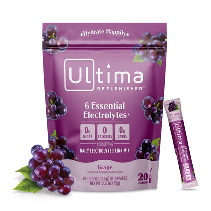 Ultima Replenisher Daily Electrolyte Powder Drink Mix – Tropical Variety, 20 Stickpacks – Hydration Packets with 6 Electrolytes and Minerals – Keto Friendly, Non-GMO and Sugar-Free
