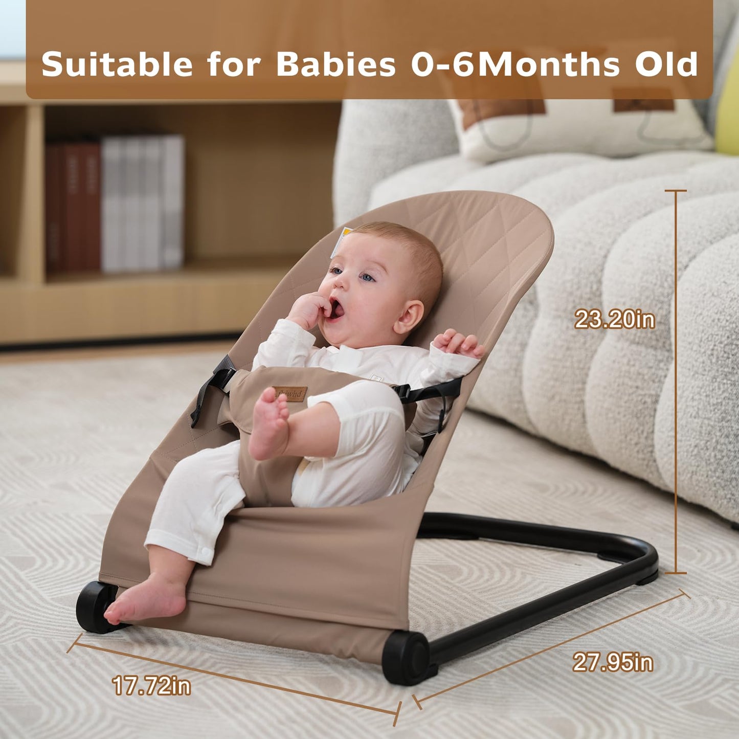 Baby Bouncer,Baby Bouncer Seat,Portable Infant Bouncer with 3-Point Safety Harness,Ergonomic Bouncy Seat, Newborns Bouncer for Babies 0-6 Months up to 20lbs,ASTM-Certified(Pink)