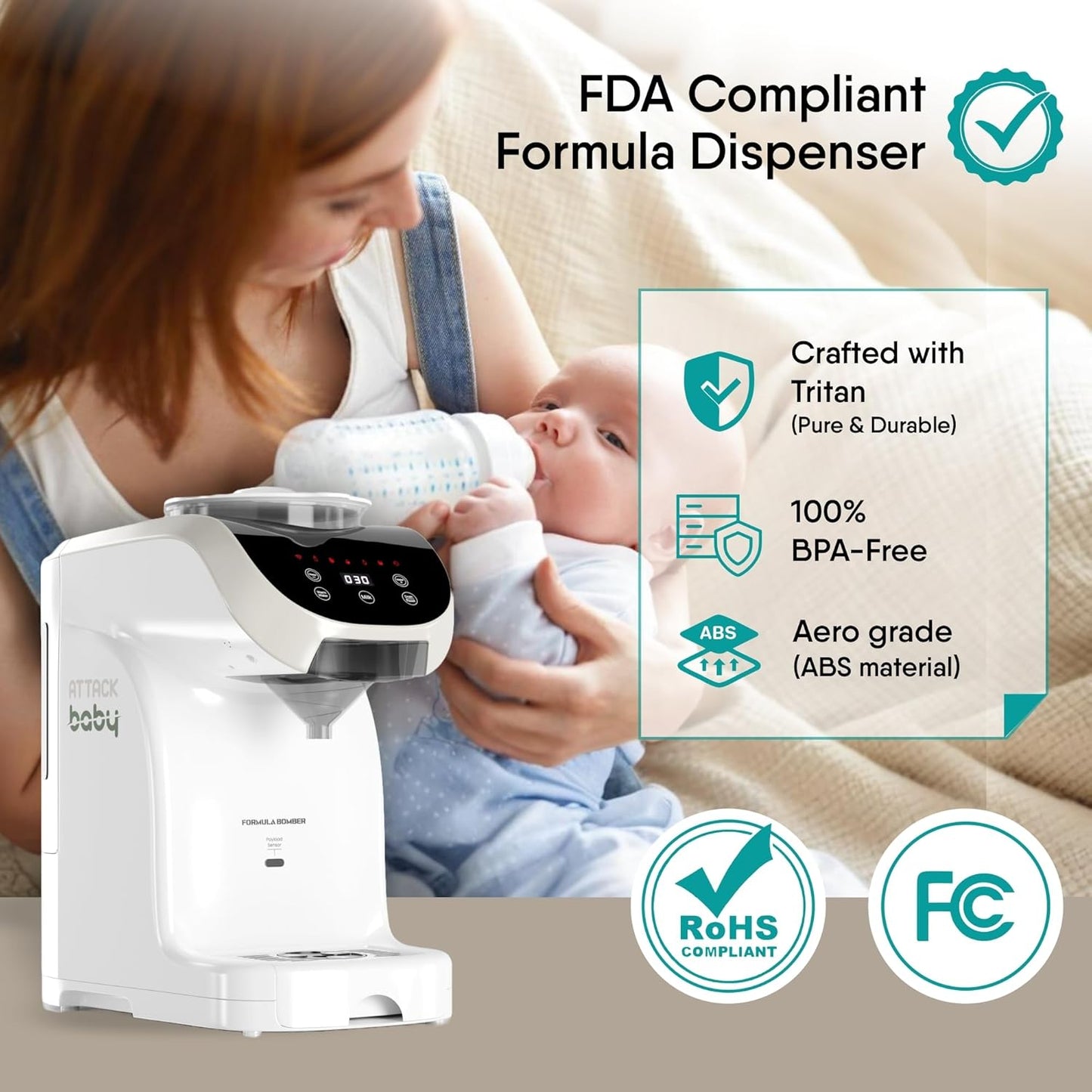 Formula Maker Machine - Accurate WiFi Formula Dispenser with Inbuilt Sensors to Prevent Malnutrition - Instant Heating & Automatic Mixing - Quick Warm Bottle W/Free Mobile App