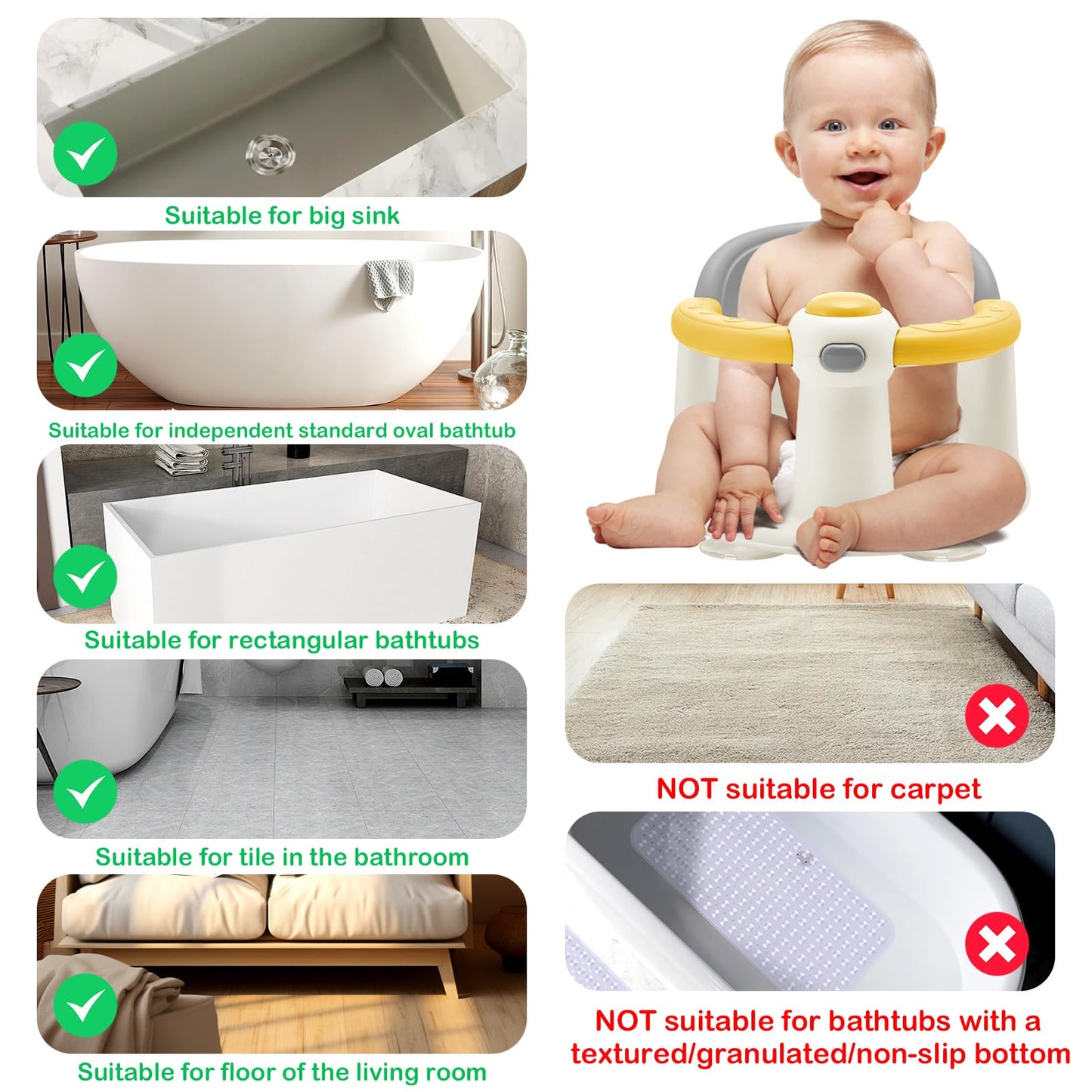 Baby Bath Seat, Infant Bathtub Seats for Babies Sitting Up Aged 6-24 Months, New Baby Bath Tub-Protect Toddlers Skin and Back Support, Soft Non-Slip Cushions Extra Added (Deep Pink)