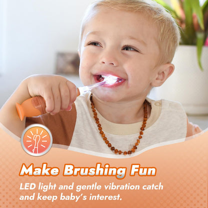 Papablic Toddler Sonic Electric Kids Toothbrush for Ages 1-3 Years, Baby Electric Toothbrush with Cute Penguin Cover and Smart LED Timer, 2 Brush Heads (Pippin)